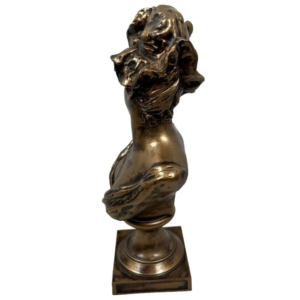 Georges Van‎ Der Straeten Sculpture Bronze Gold Women Bust Art Nouveau Antique